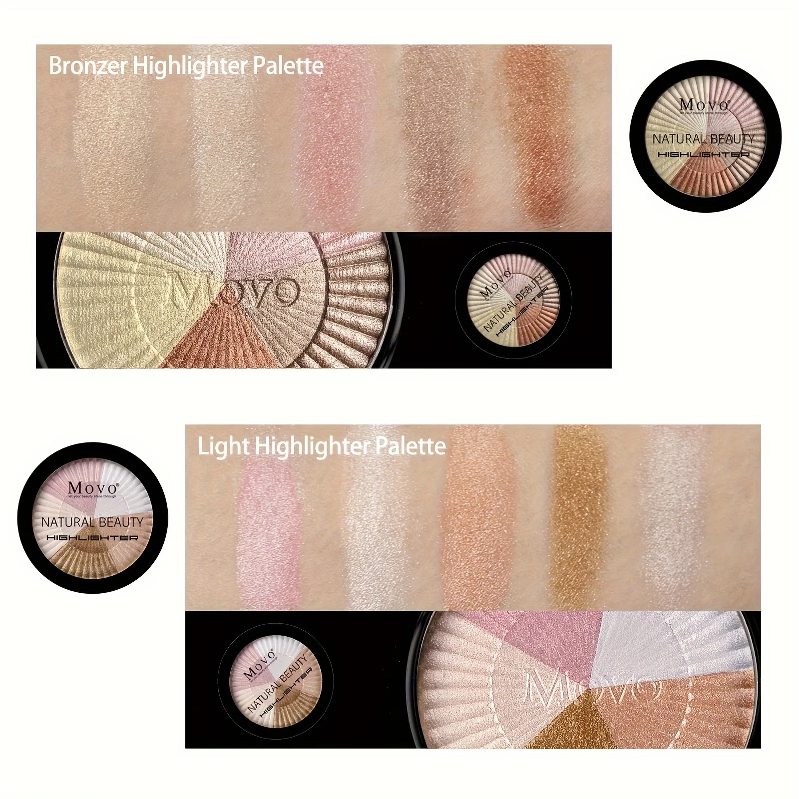 Палитра Для Лица Movo Highlighter-Pigment 5 Цветов Блестящий Хайлайтер Высокой