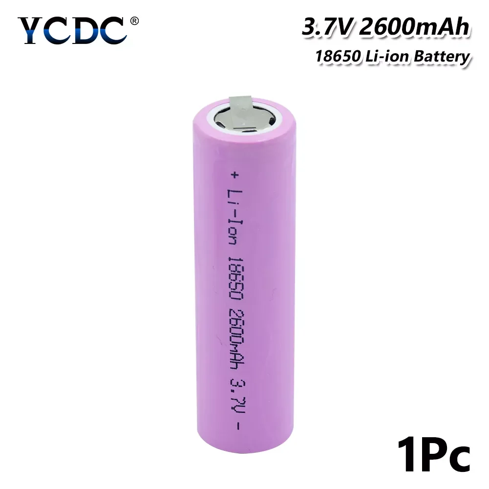 

Pcs Rechargeable Li-ion Battery 18650 3.7V 2600mAh With Nickel Tabs For Headlamp Flashlight Torch Power Bank Gamepad