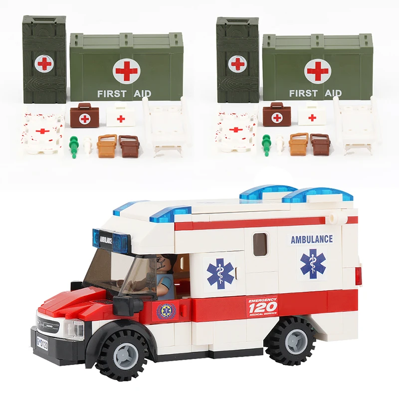 

City Series Medical Soldier Building Blocks Figure Accessories Medical Box Rescue Ambulance Brick Toy MOC Collection Gift XM07