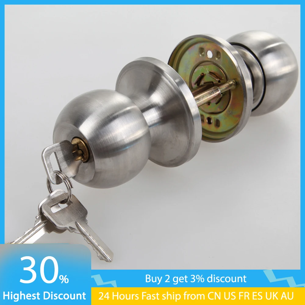 

Hot Sale High Quality Stainless Steel Round Door Knobs Knob Handle Internal Round Door Knobs Entrance Passage Lock With Key