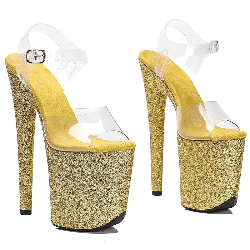 Новые сексуальные экзотические сандалии на платформе и высоком каблуке из ПВХ 20