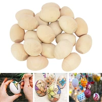 5pcs natural wooden easter eggs easter decoration for home unfinished wood children graffiti painted handcraft simulation eggs