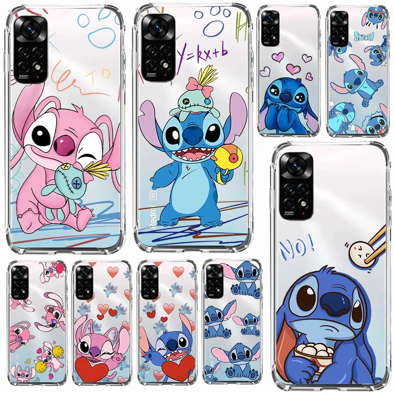 

Stitch Lilo Angel Ohana For Xiaomi Redmi Note 12 11 11T 10 9 8 7 6 5 4 Pro 5G 4G Silicone Soft TPU Transparent Phone Case Fundas