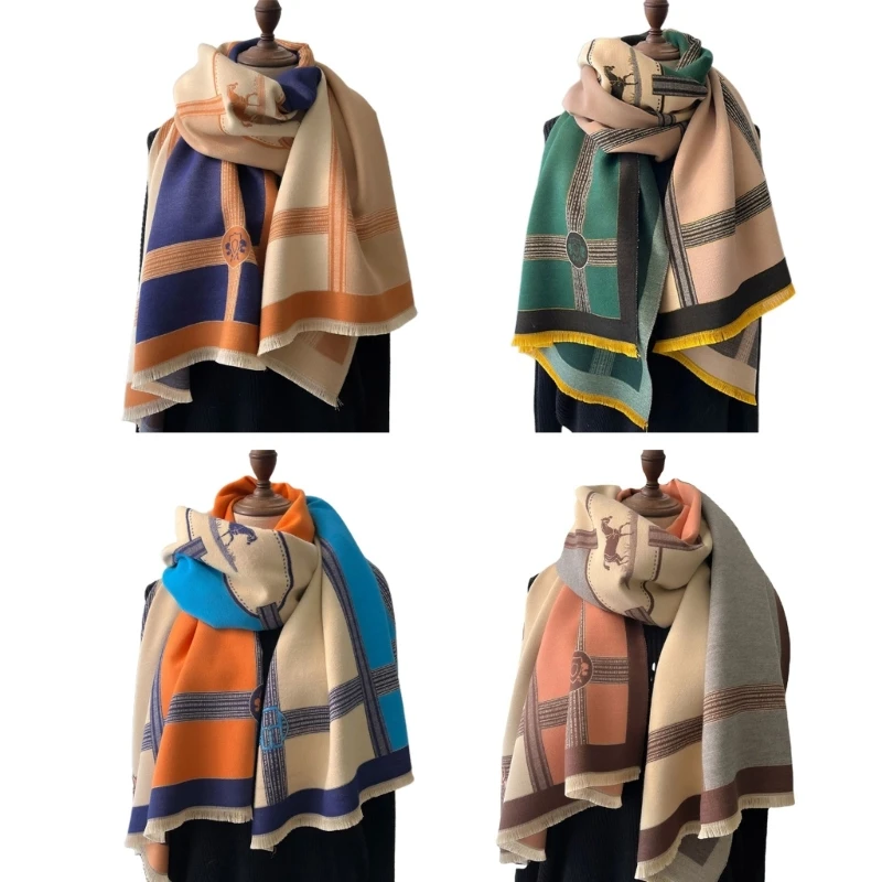 

Женский осенне-зимний цветной тонкий шейный платок, мягкий цветной яркий теплый вязаный шейный платок, универсальная большая шаль