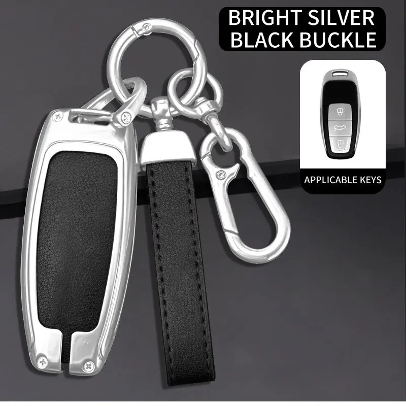 

Suitable for Audi A1 A3 A5 A6 A8 C8 Q3 Q5 Q7 Q8 Quattro Remote Control Protection Fittings Alloy Leather Car Key Case Shell