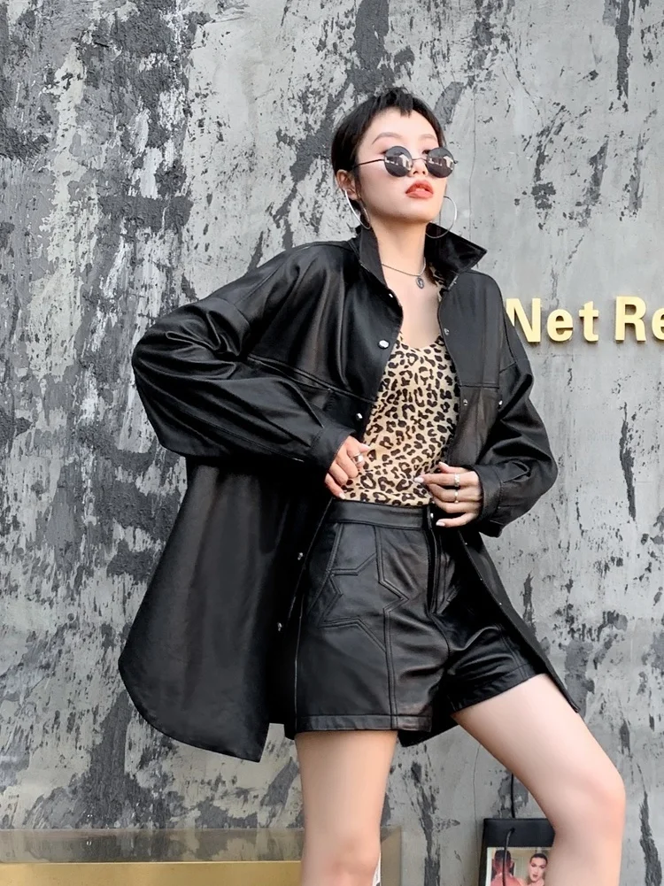 

Hot Sale 2023 Genuine Sheepskin Leather Jackets Women Spring AutumnWomen's Windbreaker Jacket Oversized Coat Female Cuero Genuin