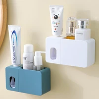 wall mount 2 in 1 toothpaste dispenser with toothbrush holder automatic tooth paste squeezer bath organizer bathroom accessories