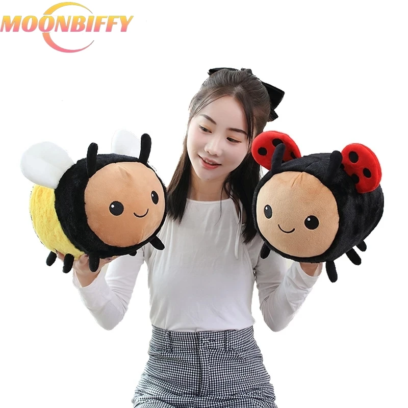 

Fluffy Fuzzy Stuffed Fly Insect Pillow Back Cushion Cute Bumble Bee and Ladybug Plush Toys Popular Soft Dolls Gifts for Kids