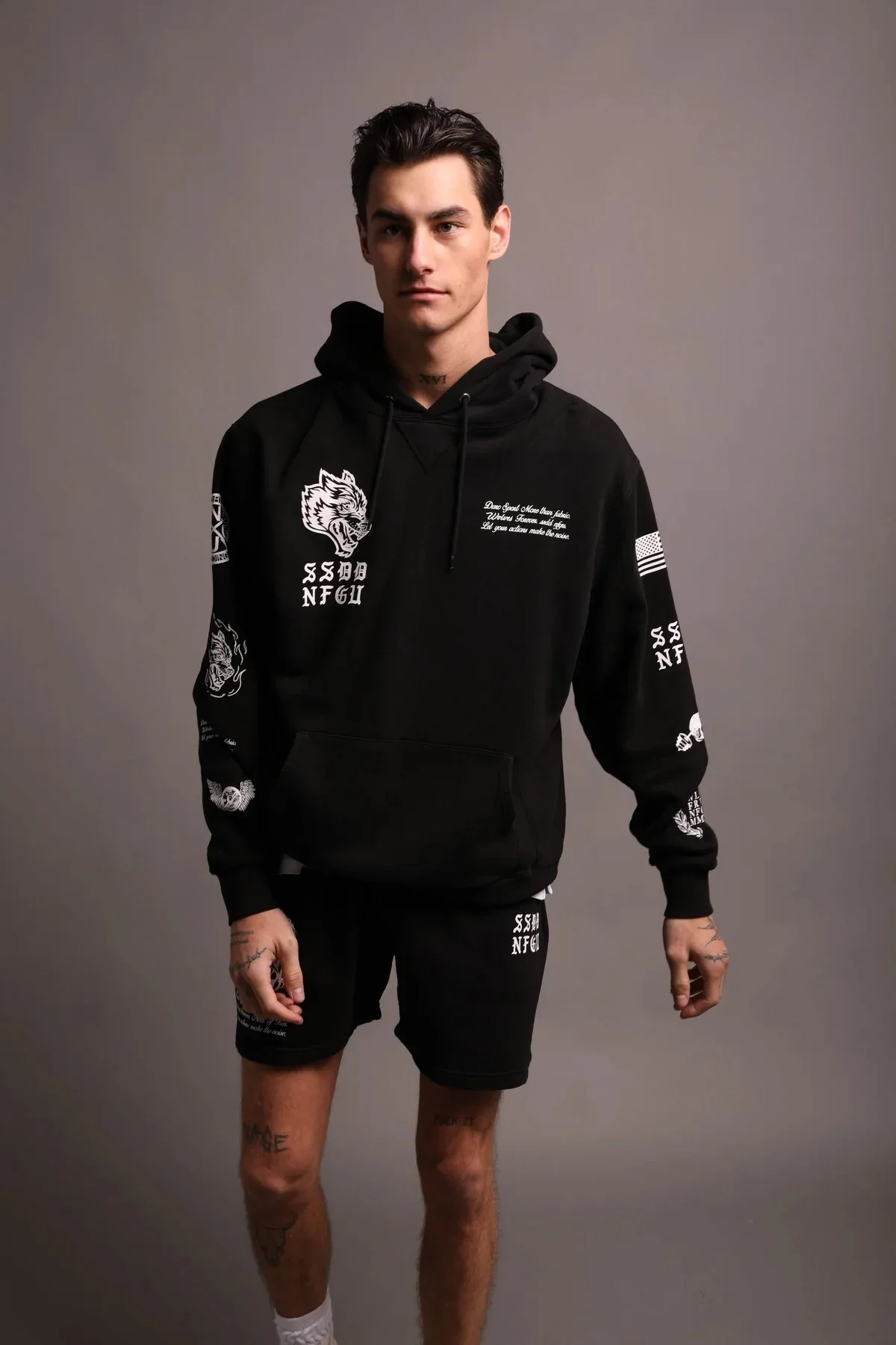 Мужские Летние Шорты С Принтом Головы Волка Для Фитнеса И Спортзала Хлопковые