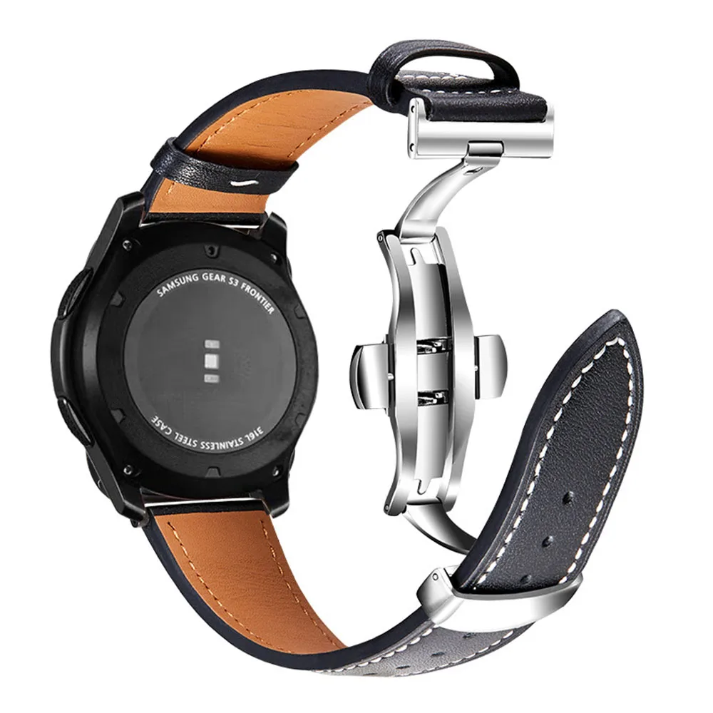 

Leather Strap for Samsung Galaxy Watch3 Active2 Butterfly Buckle 42/46mm for Huawei Wristband 20mm 22mm Bracelet Man Woman Band
