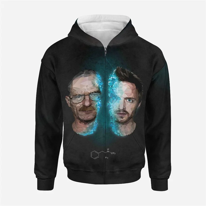 Мужская толстовка с капюшоном на молнии 3D-принтом |