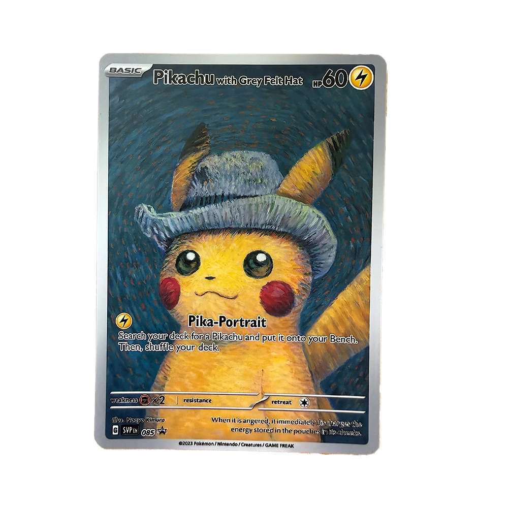 Фото PTCG DIY POKEMON SVP 2023 ENPIKACHU/СЕРЫЙ Фетровый Шлем Покемон XVAN GOGH GEM MT, Серый Фетровый Шлем GOGH, Подарок-игрушка для коллекционеров карт, Дропшиппинг №3