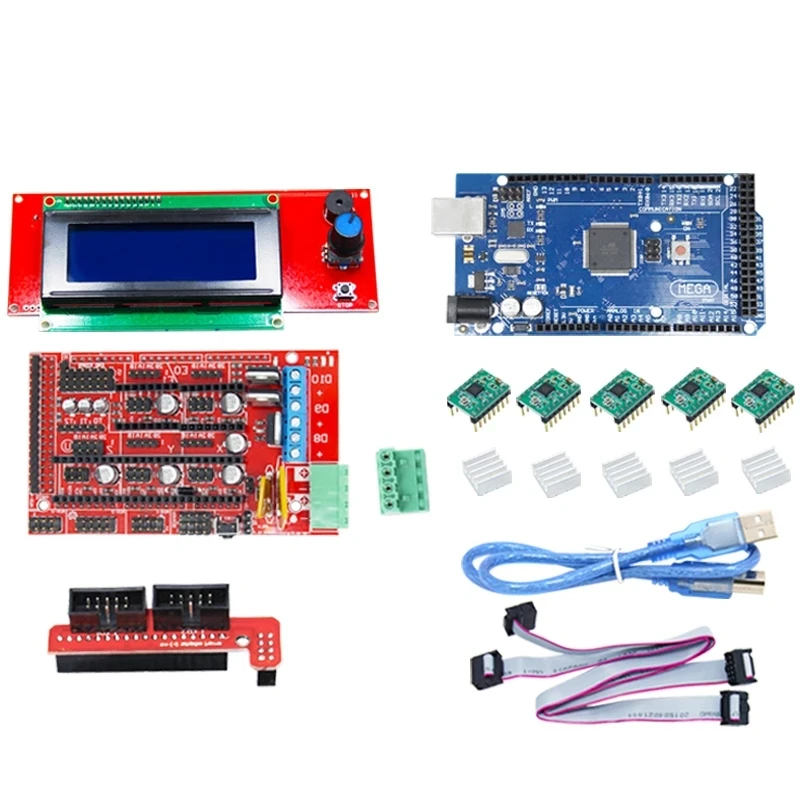 

RAMPS 2004/12864 LCD Motherboard Kit Mega 2560 Ramps 1.4 Controller Mainboard A4988 Stepper Driver Module For 3D Printer Arduino