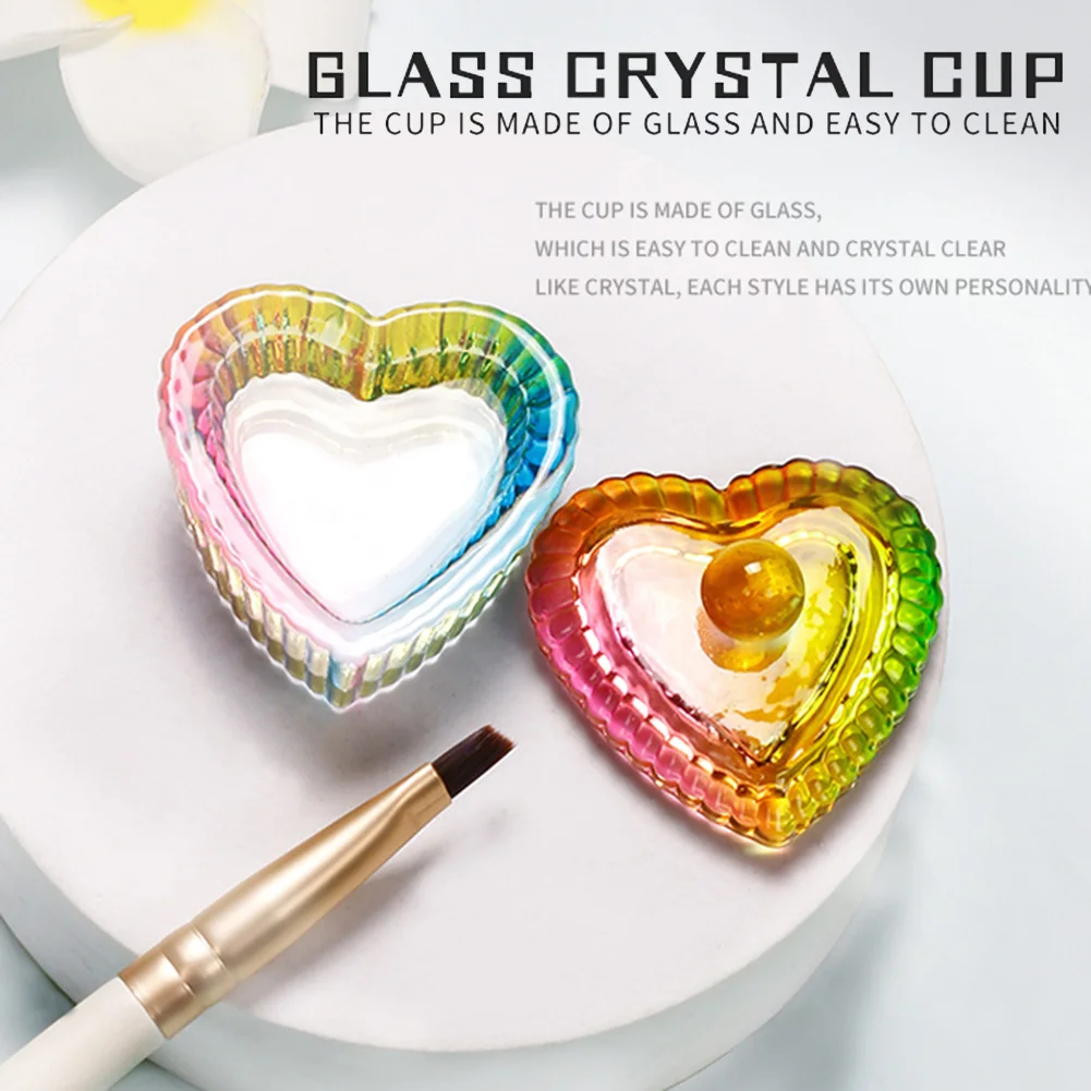 

Dazzling Glass Crystal Dappen Dish With Lid Colored Glaze Acrylic Powder Liquid Bowl Cup Acrylic Nail Art Manicure Tools