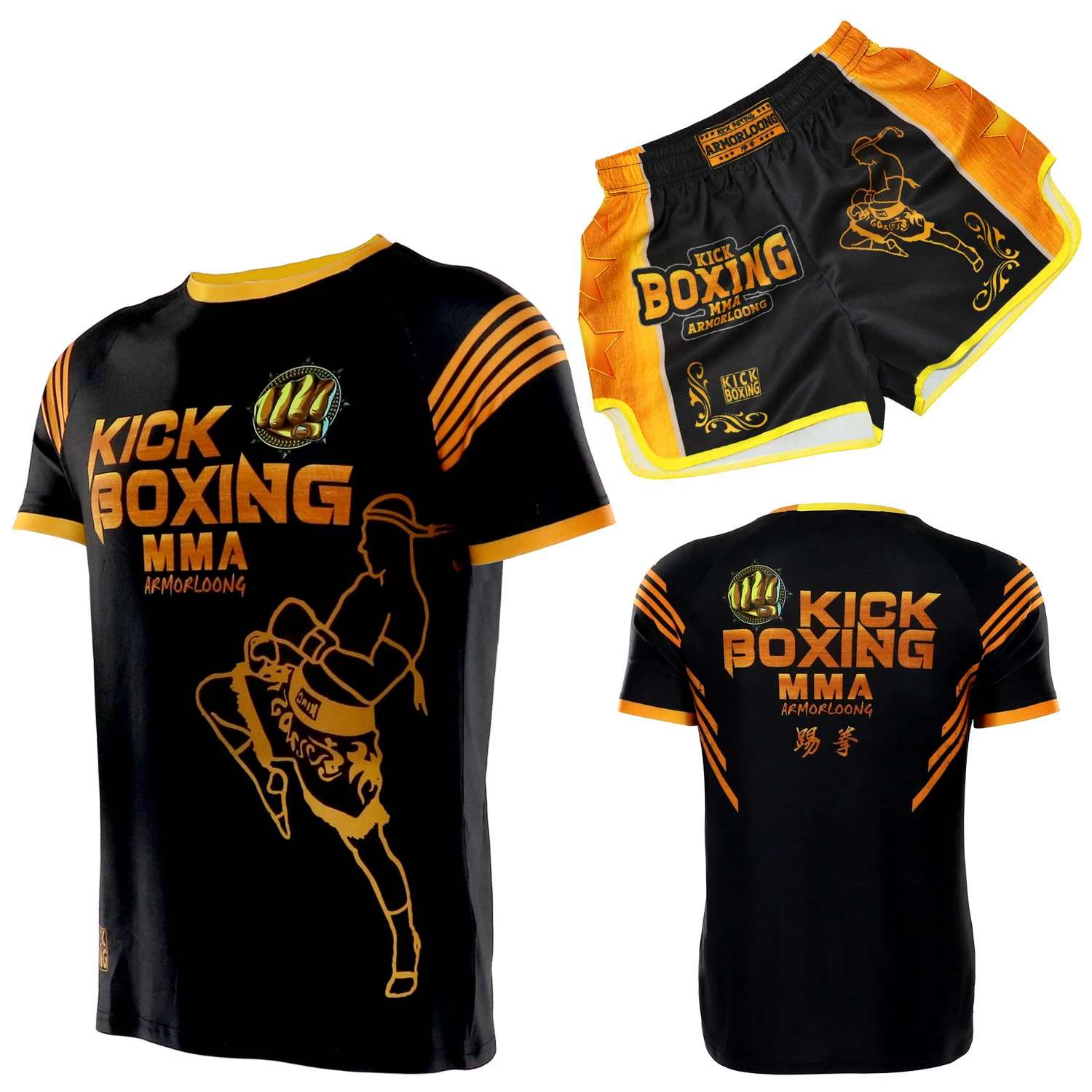 MMA T Shirt Muay Thai Shorts Boxing Club Combat Uniform Kickboxing Sanda Suits Competition Training Fitness Grappling Fight Wear