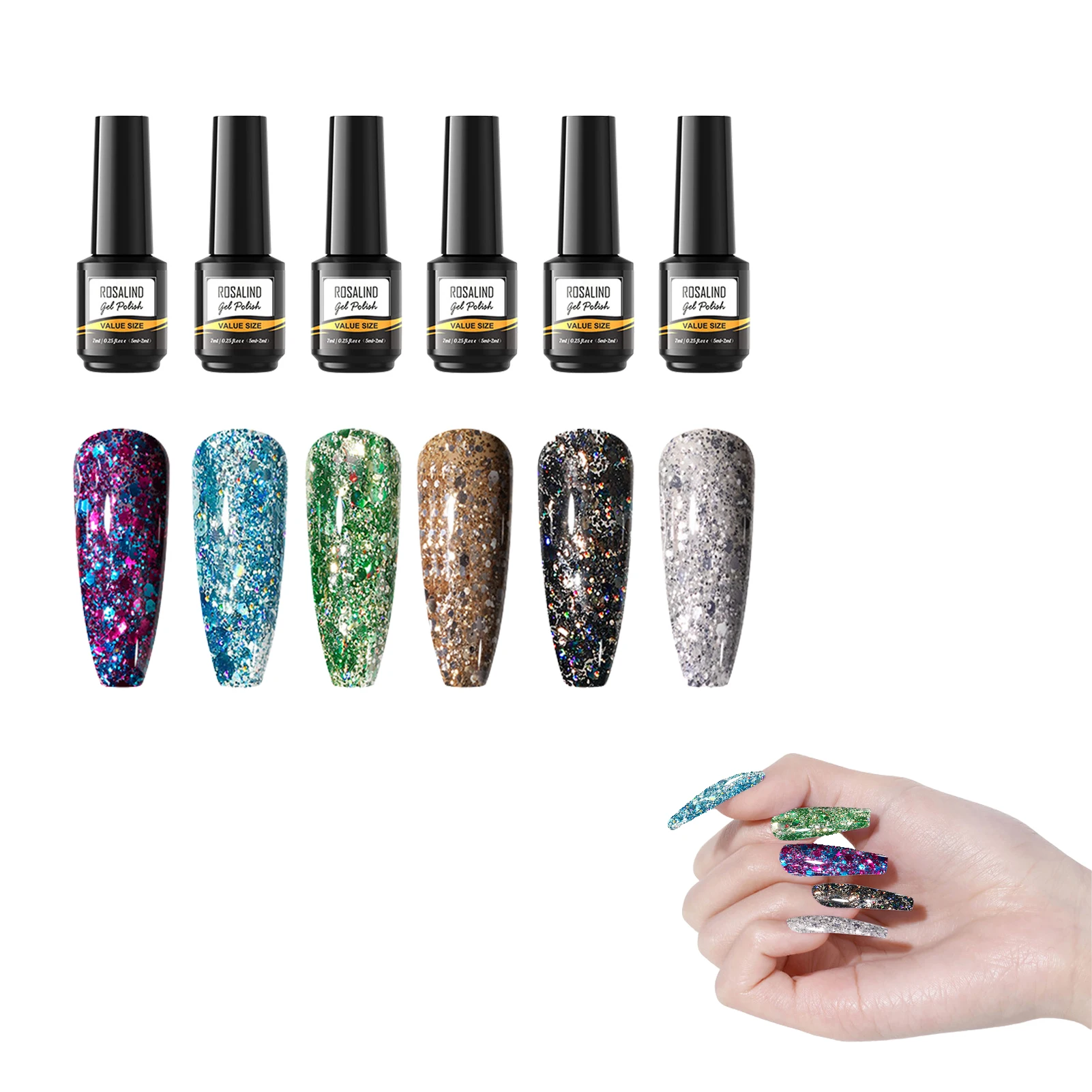 

Shiny Gel Nail Polish Set 6pcs Shiny Nail Polish Set DIY Nail Art Polish Gel Colorful Manicure Nail Polish Gel Nail Art Starter