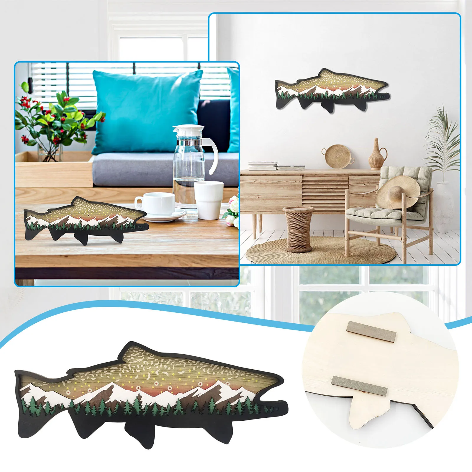 

Fish Totems Animal Auras Ornaments Home Desktop Ornaments Multi Layer Carving Wooden Horse Ornaments