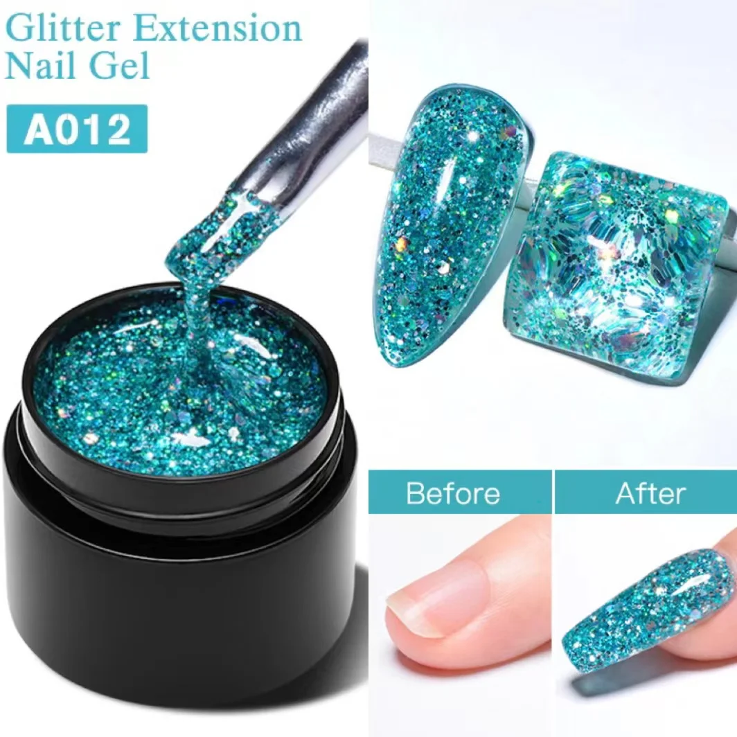 

MEET ACROSS 8ml Glitter Extension Gel Nail Polish Green Acrylic Quick Building Uv Gel Nail Art Varnishes DIY Design Manicure