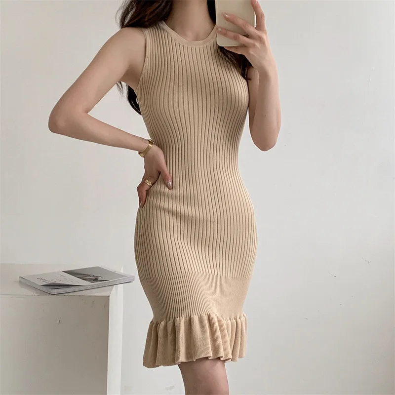 

Vest Camisole Dress for Women 2023 Summer New Knitted Dignified Sense of Design Slimming Vest Long Skirt Fashion