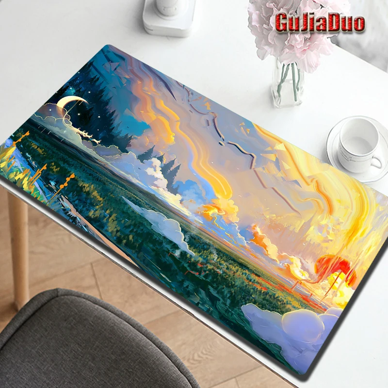 GuJiaDuo Landscape Art Painting Mouse Pad Notebook Keyboard Desk Mat Gamer Non-slip Lockedge Table Anime Stuff Accessories