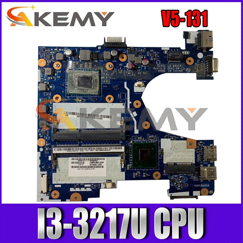 

AKEMY NBV7Q11004 NB.V7Q11.004 Q1VZC LA-8941P For acer aspire V5-131 Laptop motherboard SR0N9 I3-3217U works
