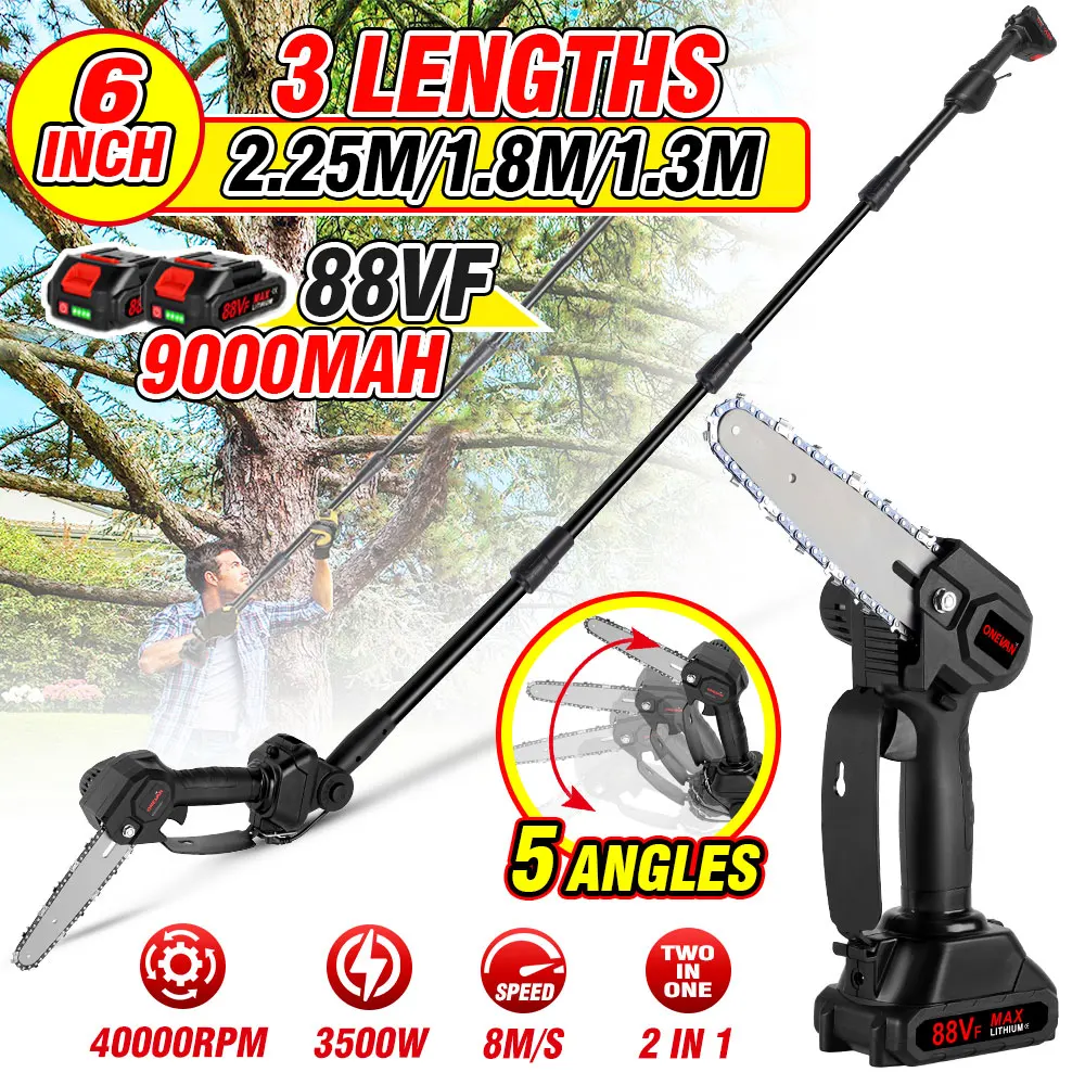 Telescoping Electric Pole Chainsaw 9000mAh Battery Cordless Garden Tree Pruning Tool High Branch Saw for Makita 18V Battery
