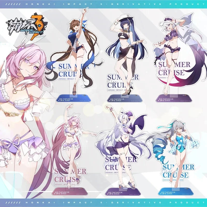 

Летняя Круизная подставка Honkai Impact 3rd, акриловая статуя Misteln Elysia Kiana Bronya Mei Sushang, аниме, подарок на Рождество