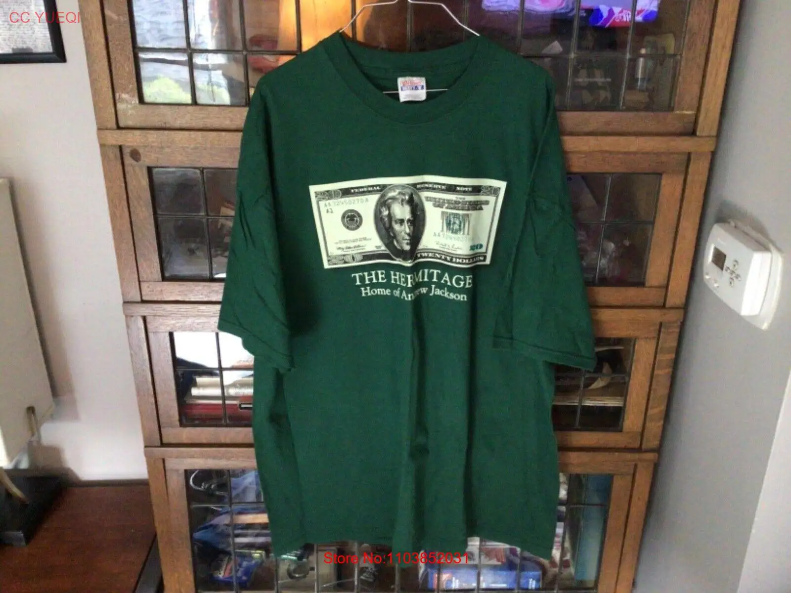 VTG Эндрю Джексон $20 Двусторонняя зеленая футболка The Hermitage с рисунком SZ XXL — крутая