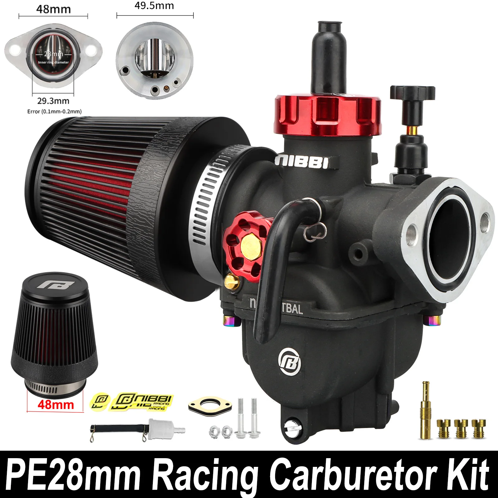 

NIBBI мотоциклетный PE фланцевый карбюратор с прямой головкой с ЧПУ, комплект воздушного фильтра для KTM Honda 2T 4T, карбюраторные форсунки для мотокросса, модифицированная деталь