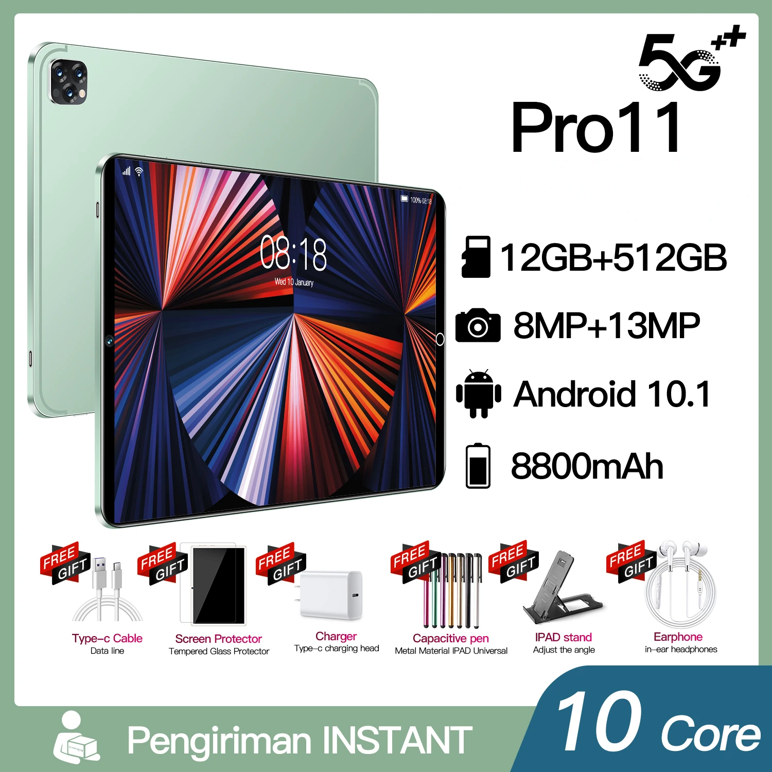 

Планшет P11 pro, 10,1 дюйма, Full HD, Android 10, две Sim-карты, 8800 мАч