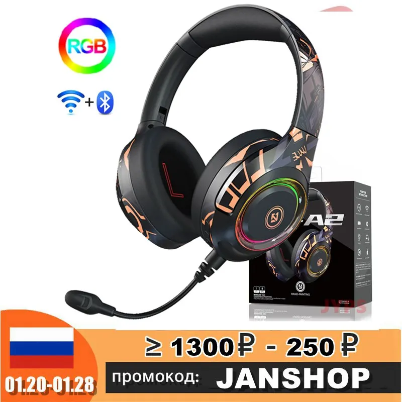 

HIFI Stereo Wireless Headphones with Microhpone,Foldable RGB LED phone Gaming Headset Gamer, 400mAh Music Bluetooth Earphones