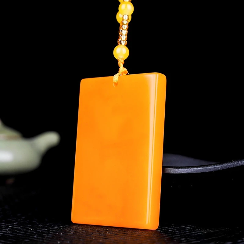 

Natural Yellow Jade Pendant Safety Necklace Fashion Charm Jewelry Chinese Carved Jadeite Amulet Accessories Gifts for Women Men