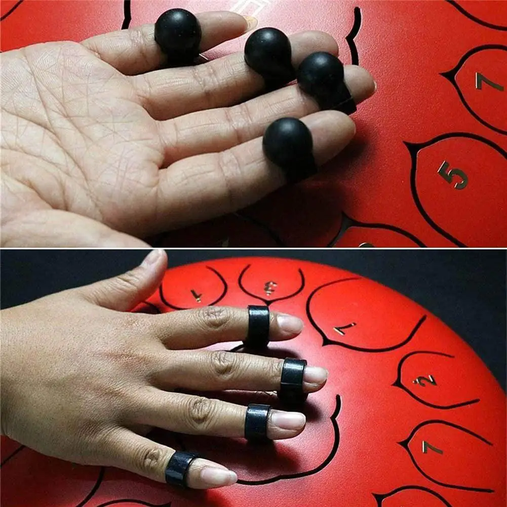 

4pcs/Set Black Silicone Ethereal Drum Finger Sleeve For Steel Tongue Drum Painless Cover Percussion Music Accessories