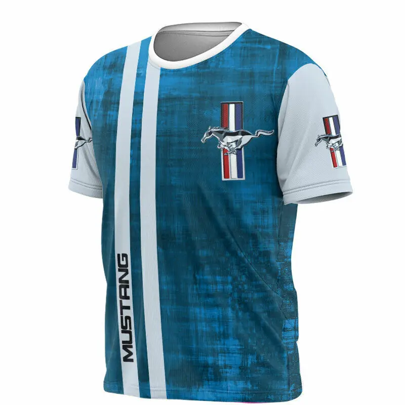 

Summer Men's Mustang Logo Short Sleeve T-shirt 3D Digital Print Casual Sportswear Oversized Streetwear