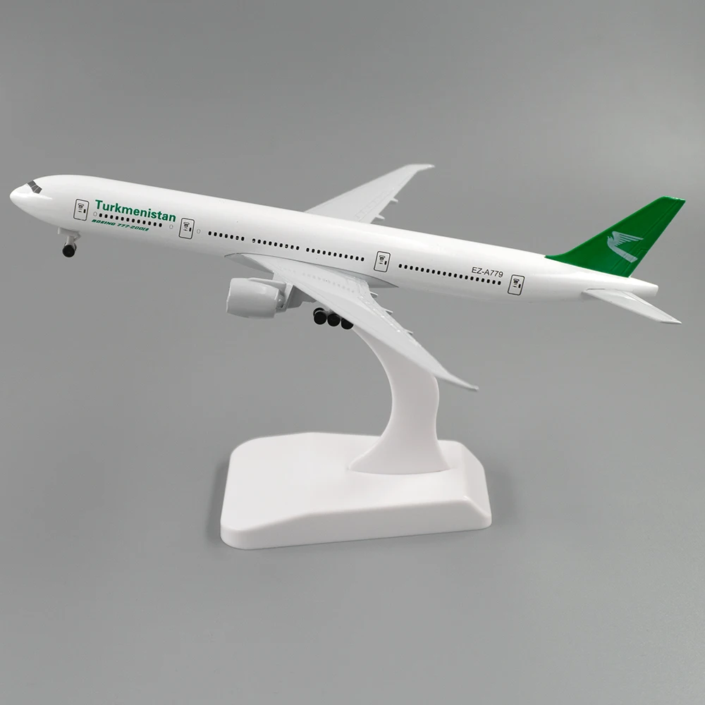 

18cm Aircraft Boeing 777 Turkmenistan Airlines Alloy Plane B777 with Wheel Model Toys Children Gift for Collection Decoration