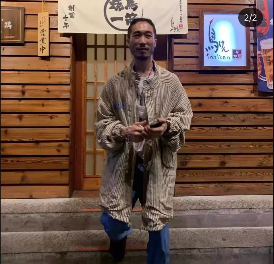 Ветровка VISVIM WMV 20SS из старой ткани в полоску с шестью пятью рыбьими хвостами SANTOME