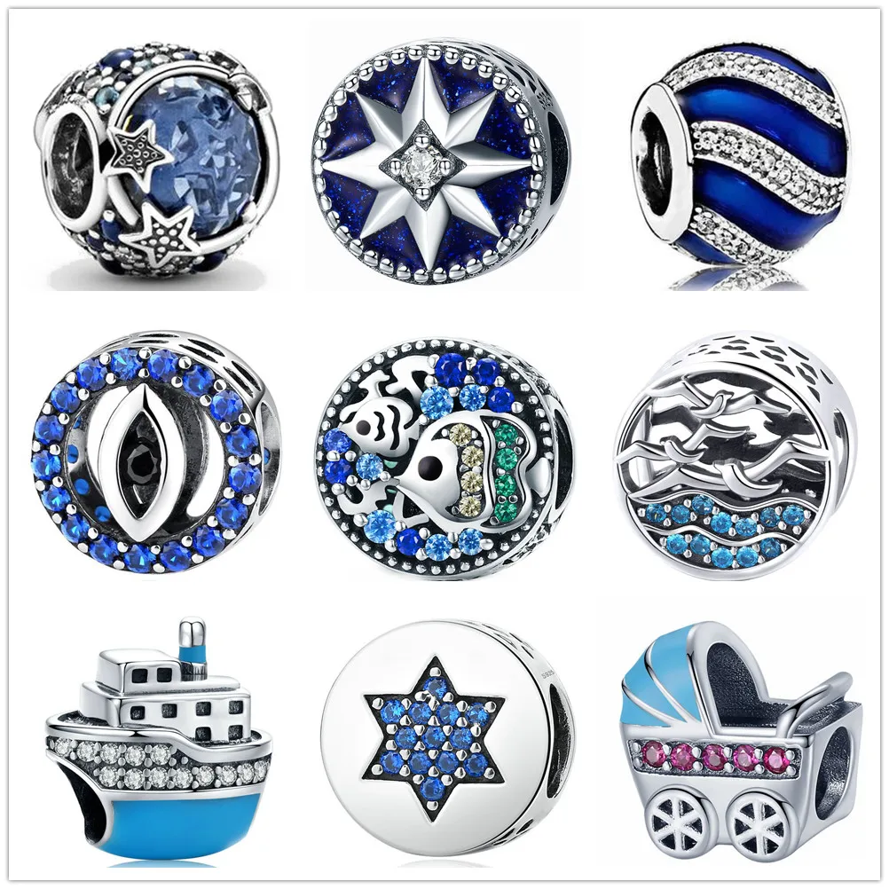 Новинка серебряный цвет корабль блестящий Звездный глаз подвеска браслет 925