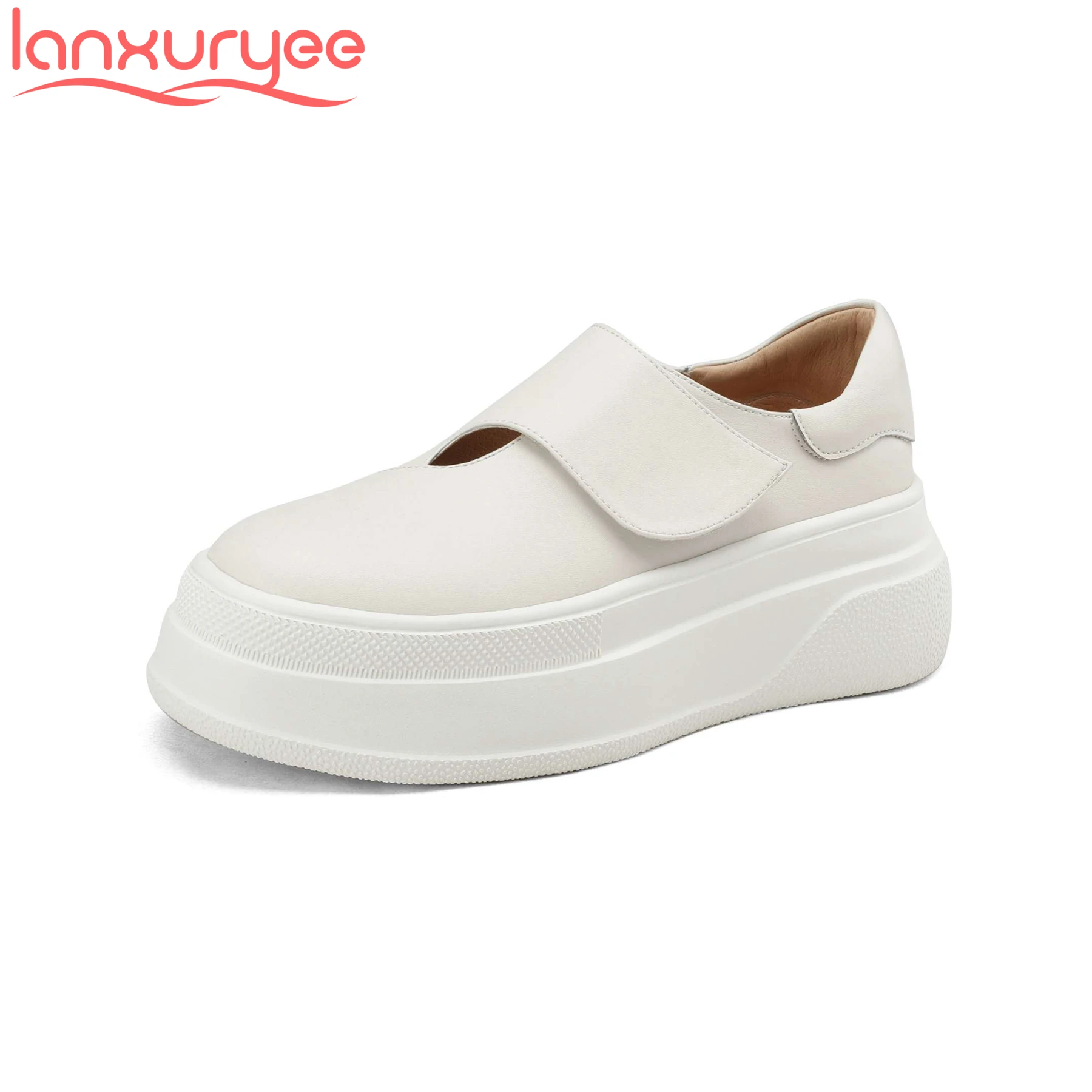 Lanxuryee модная коровья кожа высокий каблук круглый носок Весенняя женская