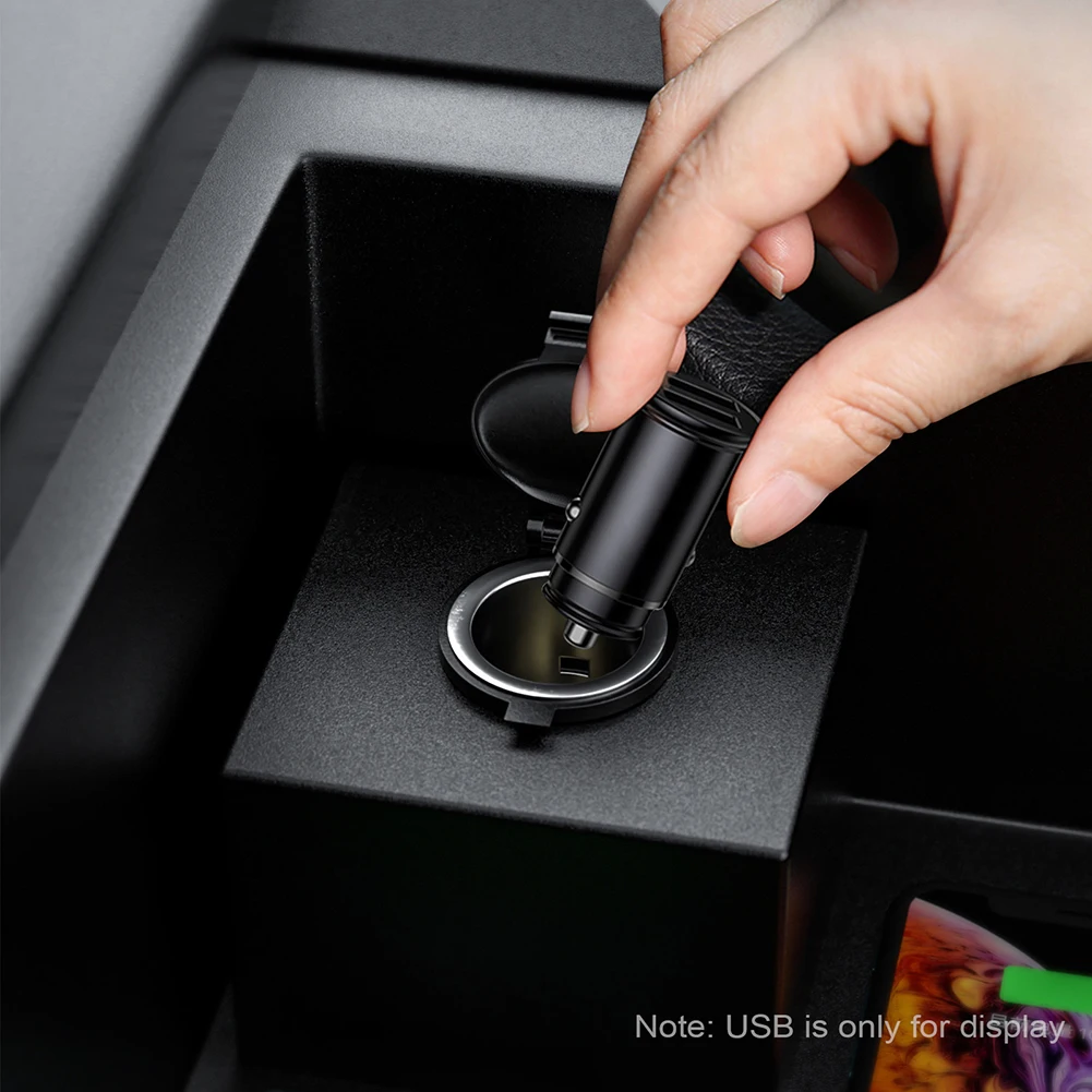 

12-24v Lighter Socket Plug Auto Parts Metal Mobile Phone Charger Power Socket Usb With 2*Connector Wire 60cm Car