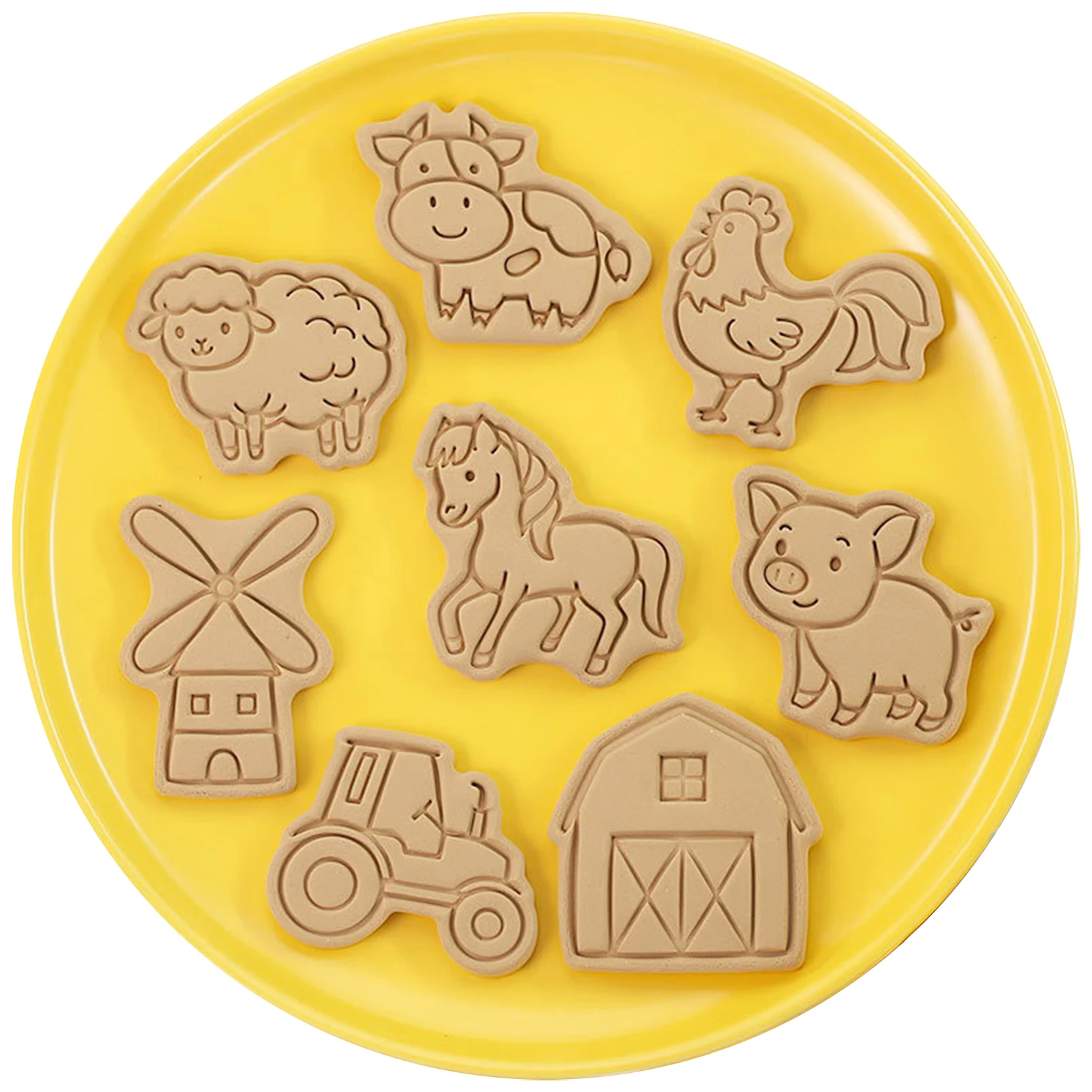 

Cookie Cutter Stamps Farmhouse Style Biscuit Cutters For Baking 8pcs Funny Cartoon Cookie Stamps Embossing Cutters For Biscuit