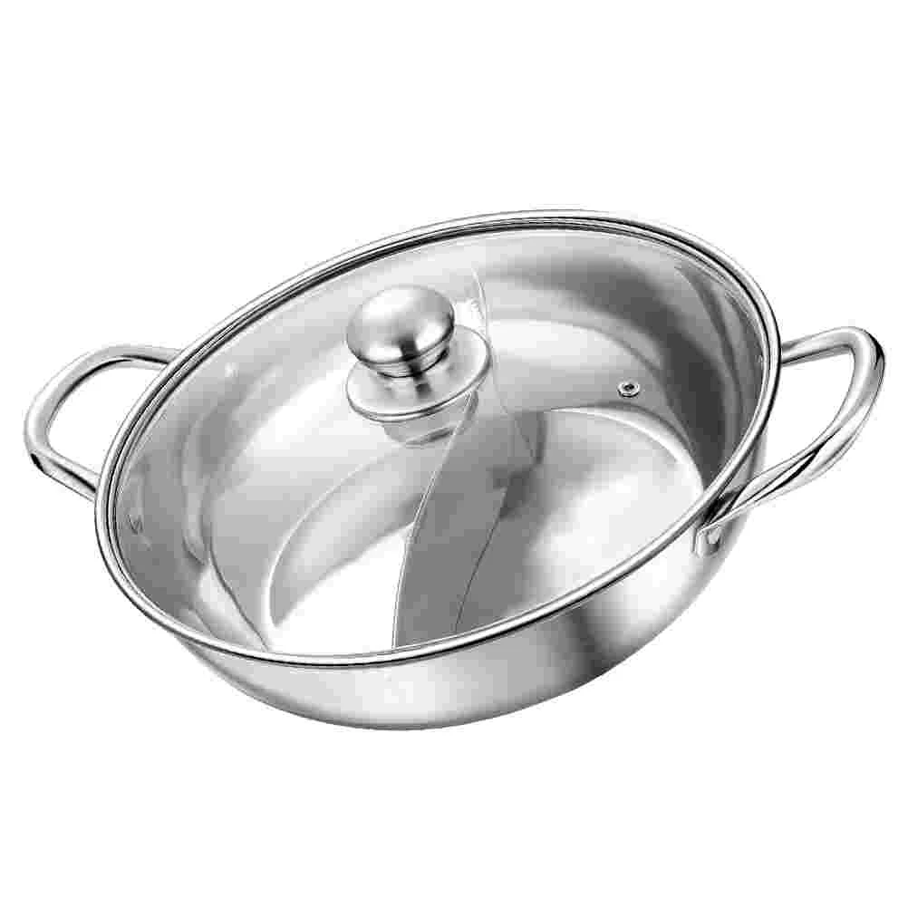 

1 Set of Stainless Steel Hot Pot Double Flavor Hot Pot Thickened Two-flavor Hot Pot