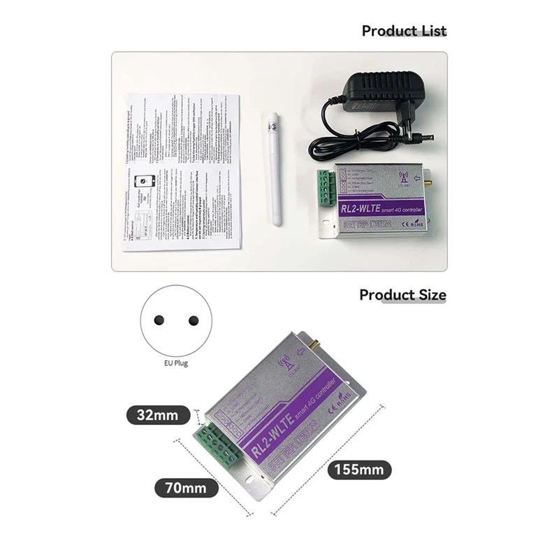Умный релейный переключатель RL2 GSM 4G контроллер с таймером дистанционное