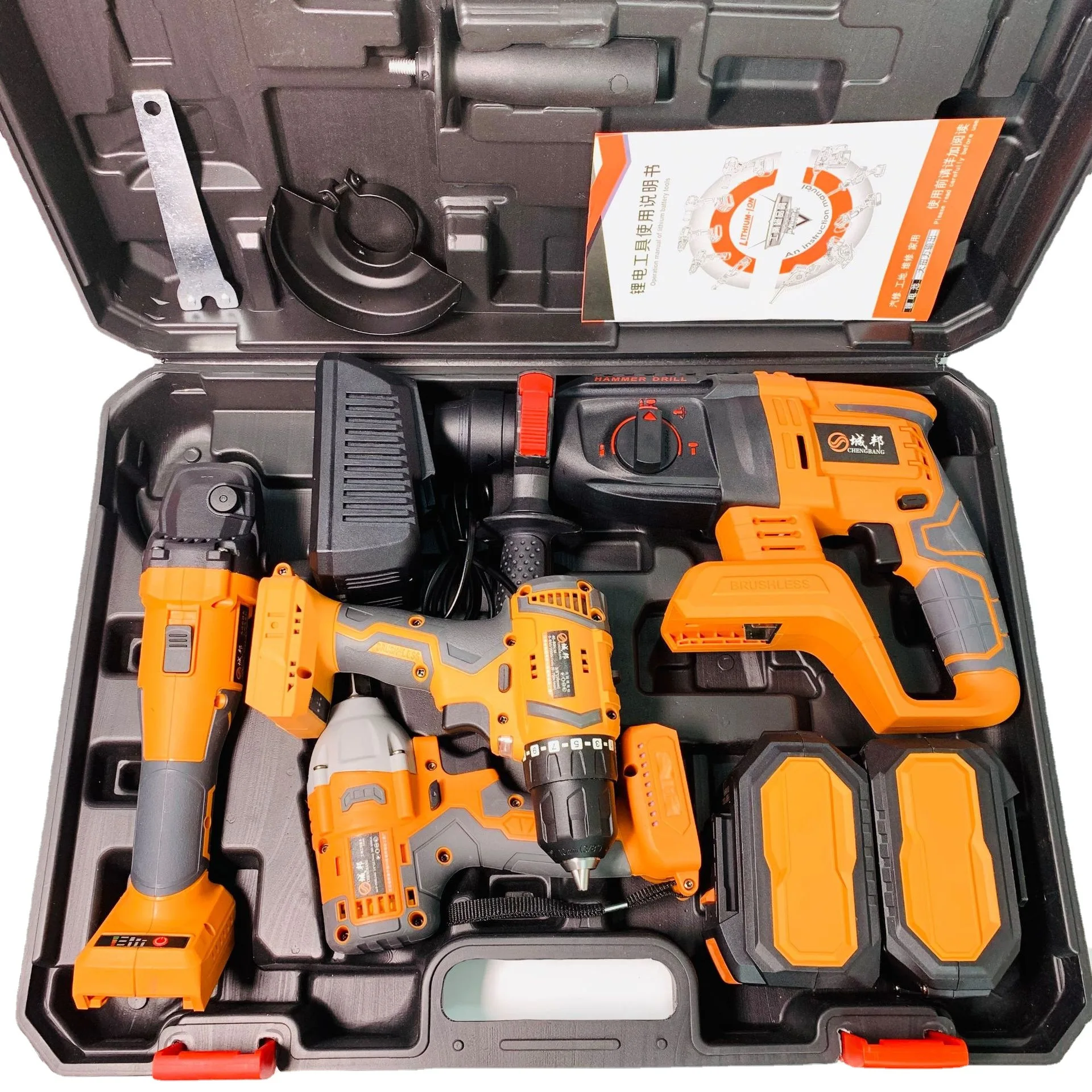 

Polis lithium brushless electric tools four-piece 05 version (electric drill + wrench + + light hammer grinder)