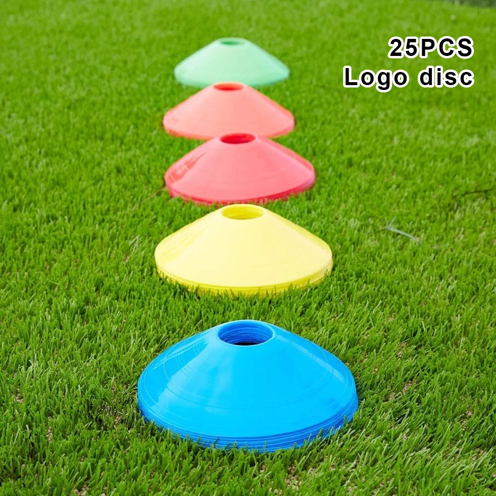 

Pack of 25 Football Disc Soccer Marking Coaching Cones Portable Outside Baseball Basketball Skateboard Training