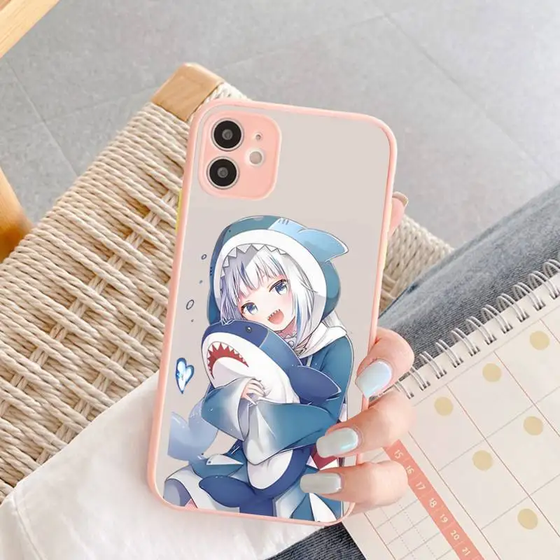

Gawr Gura Phone Case for iPhone 14 11 12 13 Mini Pro Max 8 7 Plus X XR XS MAX Translucent Matte Cover