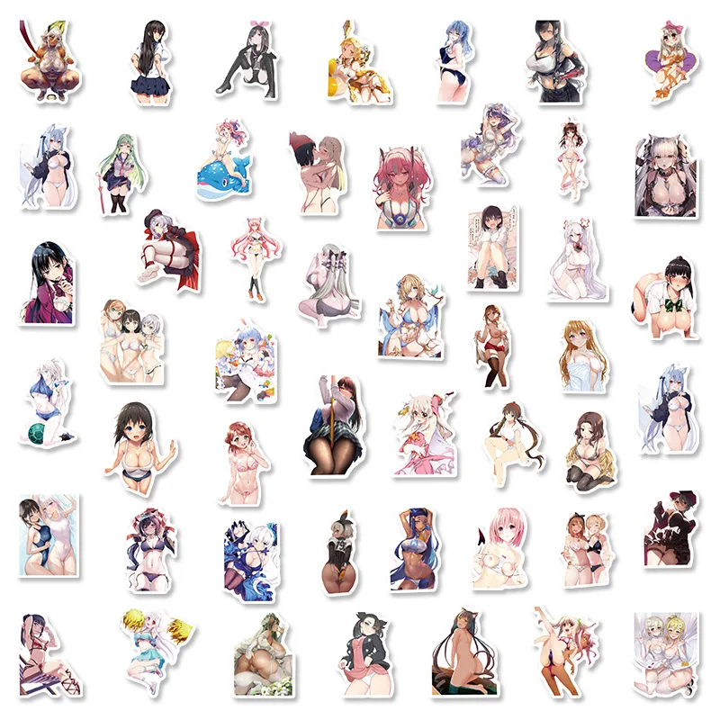50 шт. аниме мультфильм Hentai сексуальная милая девушка вайфу наклейки DIY чемодан