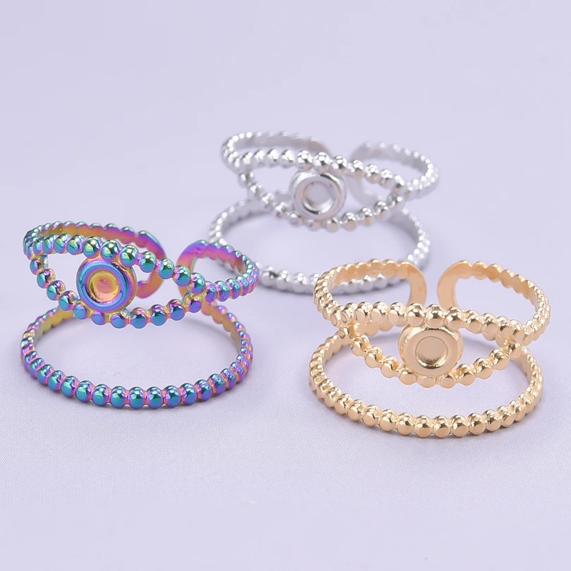 

Double Layered Beads Personality Eye Charm Rings For Women Men Accessories Finger Jewelry Open Adjustable Titanium Steel Anillos
