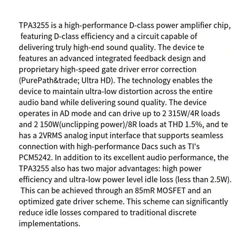 Фото Хит продаж - TPA3255 2X300W 2-канальный высокомощный стереоусилитель, плата усилителя 600W класса D, цифровой модуль усилителя Hi-Fi, TPA3255 №5