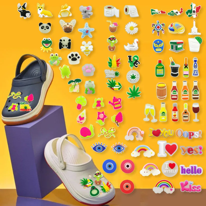 

100 шт., радужные подвески для обуви, в темноте