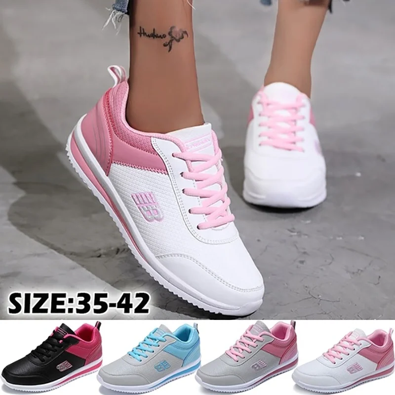 

Miaoguan Women's Breathable Leather Sneakers Running Sport Shoe Casual Shoes for Women Ladies Vulcanized Comfortable Shoes Woman